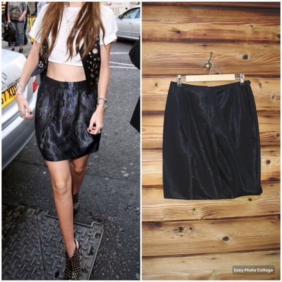 Acne  A/W 09 Black Pleated Drape Skirt - Picture 1 of 11